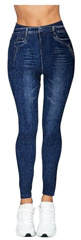 JYC CREATIVE 1 Leggin termico finto jeans da donna, pantaloni termici, elastici e confortevoli, pantaloni in pile, leggings caldi per l'inverno, abbigliamento termico femminile