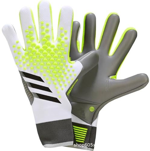 GJPWAKWM Guantes de portero de fútbol, guantes de entrenamiento de portero, agarre fuerte, antideslizantes y transpirables para adultos y niños (blanco gris, 7)