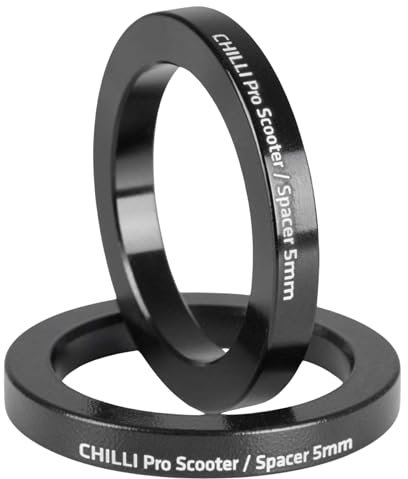 Chilli Pro Scooters Steuersatz SCS Vorbau 1-1/8 Ausgleichs Spacer Set 2 x 5mm Schwarz