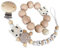 2er Set personalisierte Kette mit Namen Wunschnamen Holz Name | Handmade Babygeschenk zur Geburt für neugeborene (Reh Natur Holz Sand Set)