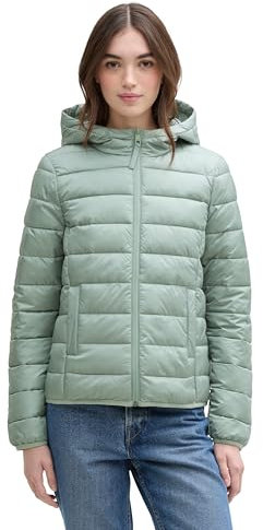 TOM TAILOR Denim Damen 1042098 Lightweight Steppmantel mit Kapuze, 28991-Gleam Jade Green, L