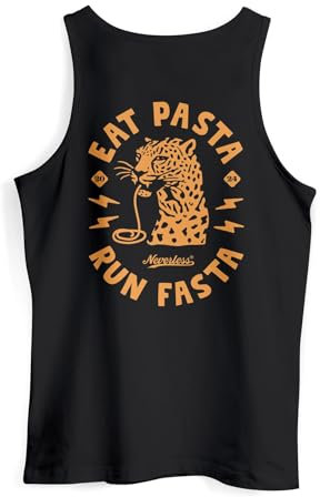Neverless® Herren Tank-Top Aufdruck Schrift Eat Pasta Backprint Brustlogo Retro Fashion Sommer Muskelshirt schwarz XL
