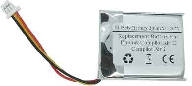 Batterie de rechange 3,7 V 300 mAh pour Phonak Compilot Air II, Compilot Air 2 Clip on Bluetooth Audio Streamer IP532328