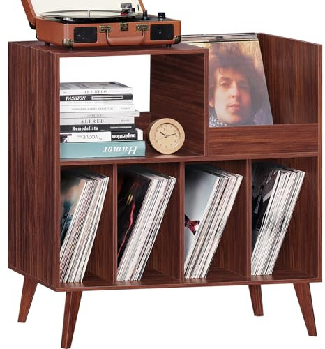 Large record stand with storage, record player stand with shelf, vinyl record holder with presentation surface, record stand for up to 300 albums, record shelf for music room and living room