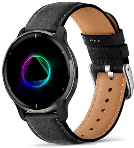 VELULYX Echtes Lederarmband kompatibel Garmin Venu 2 Plus, 20mm Armband für Garmin Vivoactive 5/Garmin Venu Sq/Sq Music/Venu Sq 2/Vivoactive 3/3 Music/Garmin Venu/Vivomove HR/Forerunner 55 245 645
