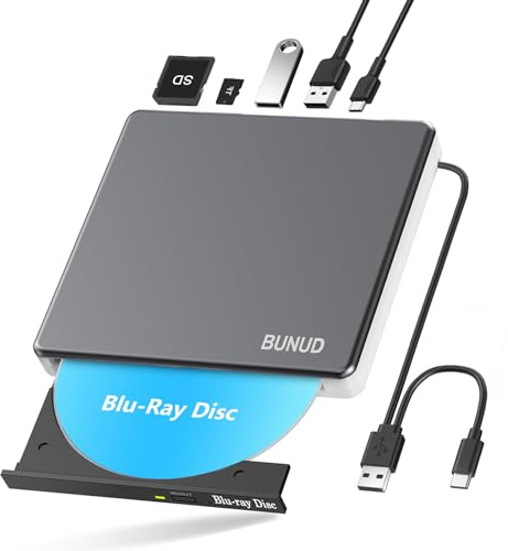 Unità Blu-ray esterna, USB 3.0 tipo C, lettore Blu-Ray, lettore DVD/BD, lettore Blu-Ray, lettore Blu-ray, portatile, sottile, ottico, CD, DVD, per PC portatili, Windows 11, MacBook Pro Air, Desktop