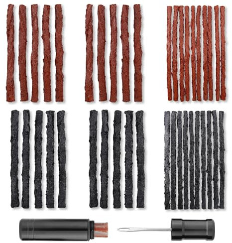 CONNECTION Tubeless Reparaturset Tubeless Repair Kit Tubeless MTB Reparaturset Fahrradreifen Pannen Set 1 Stahlgabel und 45 Klebestreifen 3.5/6 mm für Fahrradreifen Befestigungswerkzeuge Mountainbike