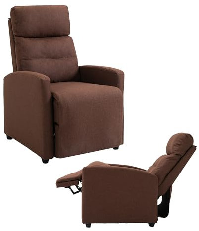 Mingone Fernsehsessel mit Liegefunktion für Wohnzimmer Relaxsessel mit Hocker Lesesessel mit Verstellbarer Rückenlehne TV Sessel mit Schlaffunktion Einzelsofa mit Armlehne, Braun