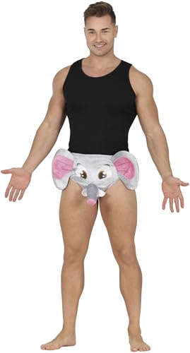 FIESTAS GUIRCA Slip éléphant - Slip amusant pour enterrement de vie de garçon et fêtes - Accessoire de déguisement pour Bachelor Party et célébrations - Homme adulte - Gris