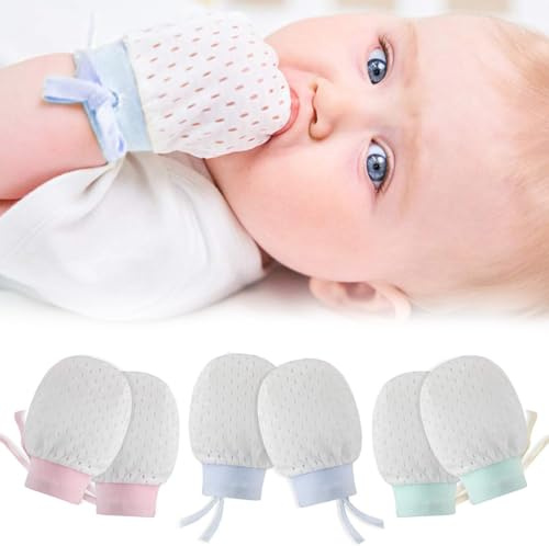 Gants pour nouveau-né garçon fille,3 paires de gants pour bébé,adaptés pour 0-18 mois,Gants pour nouveau-né en soie glacée pour l'été,gants anti-rayures,maille respirante