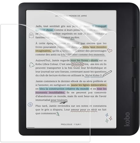 Caweet Protecteur d'écran pour Kobo Libra Couleur 2024/Kobo Libra 2 2021, Feuille protectrice mate anti-réflexion en PET Premium à couverture complète, Paquet de 2