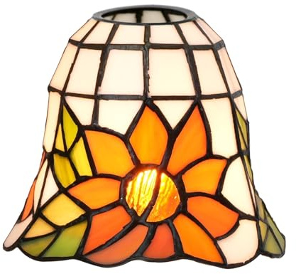 Pantalla de repuesto estilo Tiffany, pantalla de lámpara de vidrio de colores pequeña de 6 pulgadas, pantalla de luz de techo vintage hecha a mano for lámpara de pared, lámpara de araña, lámpara de pi