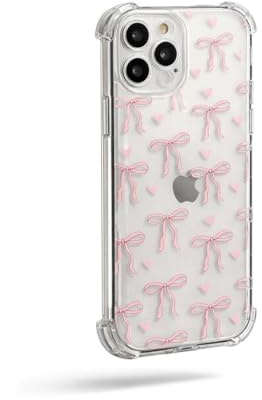 OLIVIA'S PHONES Cases For iPhone 16 Plus + (6.7) | Transparent Shockproof Phone Cover with Pink Bow Pattern, Anti-Drop Protective TPU Case