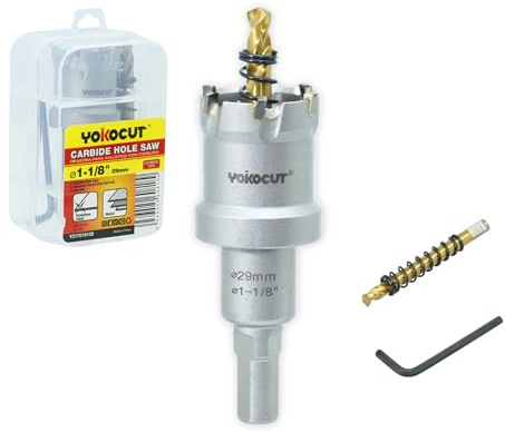 Scie-cloche en carbure de tungstène de 3,8 cm, avec pointe en carbure avec foret pilote, scies cloches TCT pour acier inoxydable, métal, fer, cuivre, laiton, plastique, bois