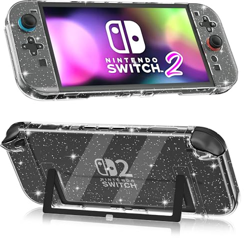 FANPL Dockable Clear Case für Nintendo Switch 2 (2025), Schutzhülle für Switch 2 und Joy Con Controller, stark und langlebig, fällt nicht leicht ab (Glitzer)