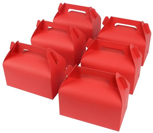 GXFCING 30 Stück Geschenkbox Rote Geschenk Schachteln mit Deckel und Griff, 16,3 x 9,3 x 8 cm Karton Geschenkboxen für Kindergeburtstage, Hochzeiten, Babypartys, Weihnachten, Party