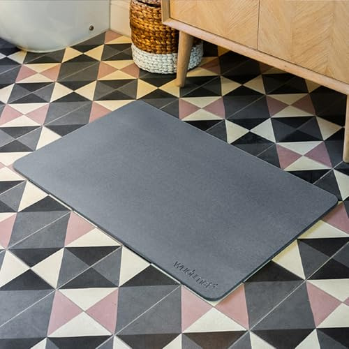 wudumat+ Extra Large Stone Bath Mat | Quick Dry | Diatomaceous Earth Bathroom Floor Mat | Non-Slip | 80x50x0.9cm | Anti-Mould & Hygienic | Easy Clean | Absorbent Diatomite Shower Mat