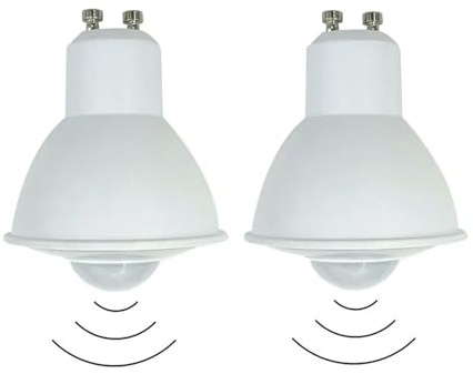 eufeifeiegds Lot de 2 ampoules LED GU10 à détecteur mouvement 6 W, équivalent 50, allumage/extinction automatique, for intérieur et extérieur(White 6000K)
