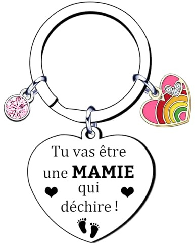 GUOYU Cadeau Porte Clef Mamie Porte-Clés Acier Inoxydable Gravé et Personnalisé Cadeau Future Mamie Cadeaux Noël Cadeaux pour la fête des Grands - mères (2)