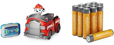 PAW PATROL Marshall RC Feuerwehrauto, 3+ Jahre, & AAA Alkaline-Batterien Amazon Basics 12 Stück, 10 Jahre