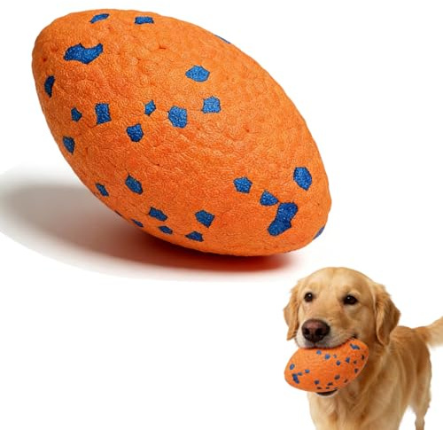 Zinueen Oförstörbar hundboll, robust hundleksak för starka tuggare, simmande rugbyboll för vattenhämtningsspel, för medelstora och stora hundar, orange