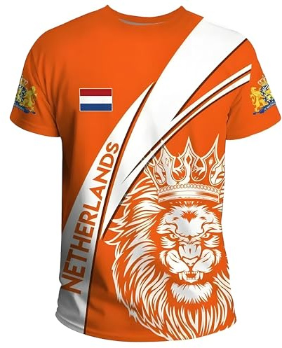 2026 Niederlande Fußball Fan T-Shirt Nationalflaggen Drucken, Atmungsaktiv Schnelltrocknend, Sport Causal Lockerer Fanshirt Trikot Top für Herren Damen Kinder