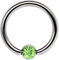 Ohrpiercing Titan Piercing Ring 1,2 x 10 mm mit Zirkonia Kugel in hellgrün