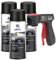 AUPROTEC Pistolengriff + Normfest Lackspray Autolack Schwarz Matt Kroma Sprühlack Farb Spray 3x 400ml