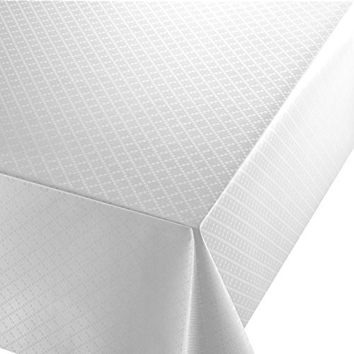Wachstuch Diamant Relief Weiss Breite & Länge wählbar abwaschbare Tischdecke Eckig 110 x 150 cm