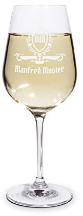 printplanet® Graviertes Weißweinglas - Leonardo® Weinglas mit Gravur (mit Name oder Text personalisiert) - Design Royal