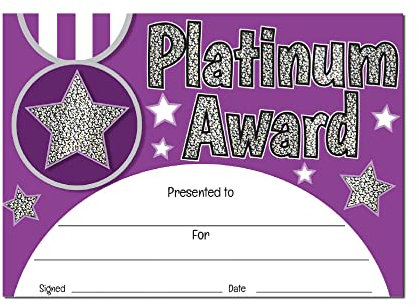 Sticker Solutions DMC14253 Platinum Award Sparkling Certificate