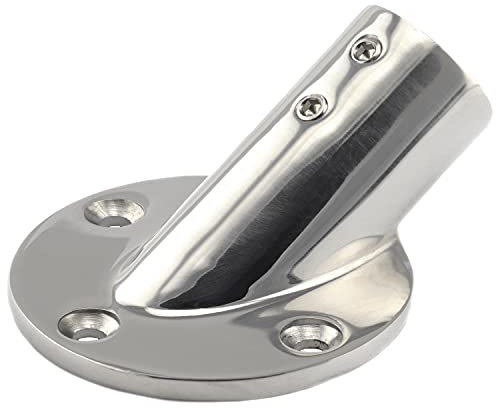 OPIOL QUALITY® Relingfuß 25mm Rund 30° für Rohr aus Edelstahl A4 V4A (2 Stück) Relinguss Relingsbeschlag Verdeckbeschlag Halterung Bodenplatte Kleiderschrank Boot Reling