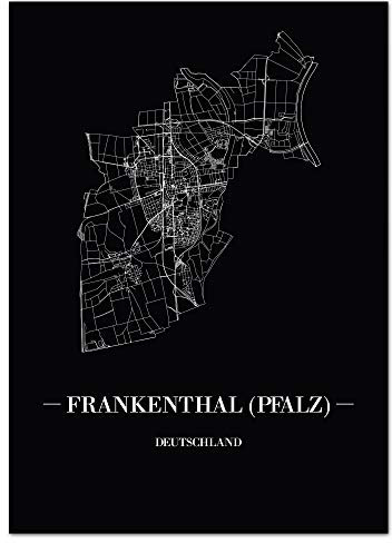 JUNIWORDS Stadtposter - Wähle Deine Stadt - Frankenthal (Pfalz) - 30 x 40 cm Poster - Schrift A - Schwarz