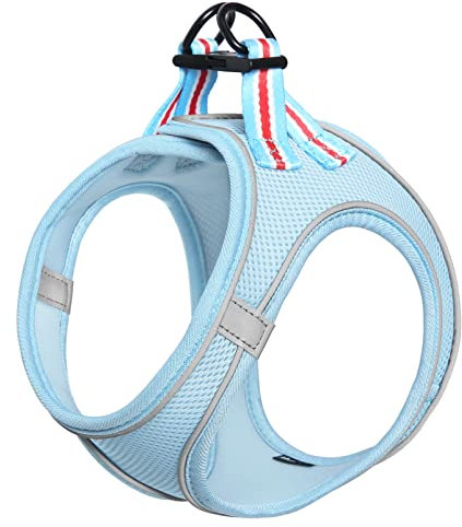 HEELE Geschirr Hund Klein Weich Hunde Geschirr Air Mesh Verstellbar Sicher Kontrolle Welpengeschirr Weste Hunde Brustgeschirr für Gehen, Laufen, Training, Reflektierend, Blau, XS