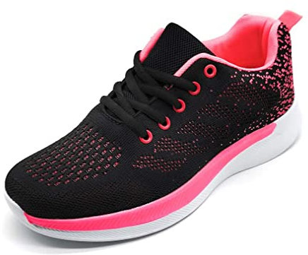 P&L ITALY COLLECTION Damen Turnschuhe Sneaker Schuhe Sportschuhe Laufschuhe Tennisschuhe Outdoor Running Walkingschuhe Straßenlaufschuhe rutschfest Atmungsaktiv Leichtgewichts Schwarze Rose, 41