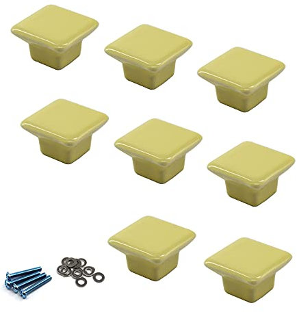 Zerniple Lot de 8 poignées de porte en céramique Jaune