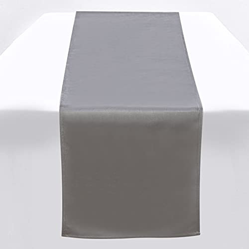 ZTDOLL Tischläufer 33 X 220 cm Tischläufer Grau, Einfarbig Tischläufer Satin Tischläufer Luxus Weicher Samt Tischläufer für Party Urlaub Hochzeit Gathering