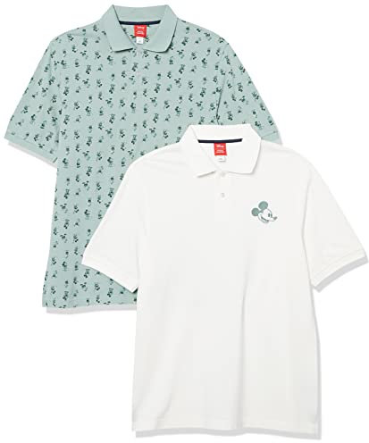 Amazon Essentials Disney | Marvel | Star Wars Men's Regular-Fit Cotton Pique Polo Shirt, Pack of 2, Mickey Peace, XXL
