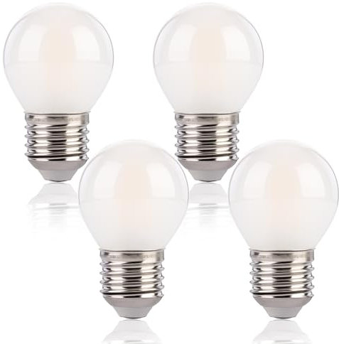 FLSNT Dimmerabile LED Lampadine Piccole Edison E27, 5.5W equivalente a 40W, Bianco caldo 2700K, 550 Lumen, Lampadina Globo G45/P45 LED Filamento, Vetro smerigliato, Confezione da 4