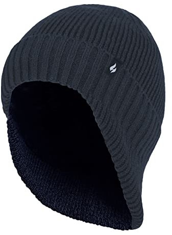 HEAT HOLDERS - Herren Gefüttert Beanie Mütze mit Nackenschutz für Winter (Einheitsgröße, Marine)