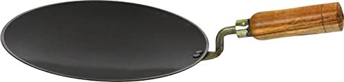 Sterling Ventures 12'' Heavy Iron Flat Pan Tawa with Wooden Handle (1263)