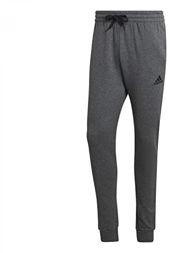 adidas Essentials Fleece Regular Tapered Pants Uomo, Dark Grey Heather/Black, XL