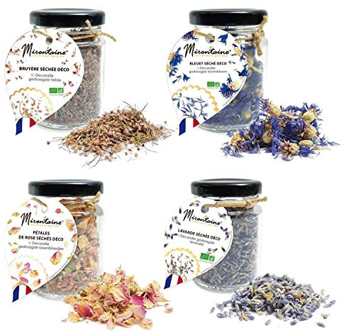 4 flores secas comestibles para pastelería - lavanda, rosa, arándano, brezo
