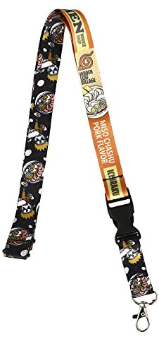 Naruto Shippuden Ramen Schlüsselband mit Karabinerverschluss und Schlüsselanhänger, Orange, Einheitsgröße