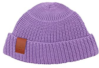 kabak Burglar Beanie Atmungsaktive Kurze Strickmütze aus Bio-Baumwolle Street Style Unisex-Kopfwärmer-Fischermütze, Violett