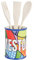 Baroni Home Portamestoli in Ceramica Linea Pop con Mestoli Inclusi, 11x11x25 cm