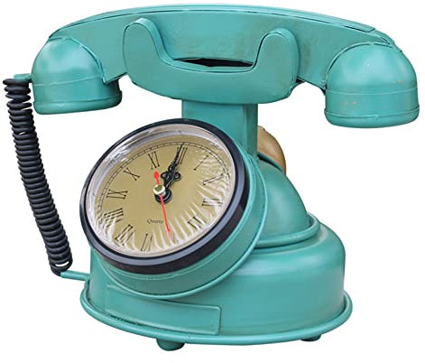 Retro Landline Telephone Ornament, 1960's Classic Old Fashioned Style Landline Desk Phone Wired Telephone Home Office Clock Decor
