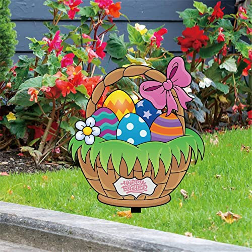 Dantazz Ostern Gartenschilder Deko für Draußen Osterhase Ostereier Gartenstecker Ostern Höf Schilders Gartendeko Happy Easter Ostereier Tierfigure Osterstecker Frühling Rasen Dekor (C, OneSize)