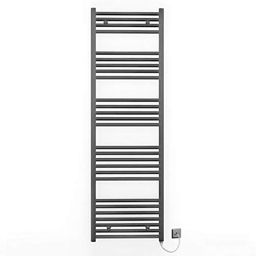 Myhomeware 600mm Wide Anthracite Grey Flat Electric Pre-Filled Heated Towel Rail Radiator For Bathroom Designer UK (600 × 1600mm (h))
