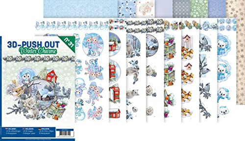 FINDit 3D-Stanzbogenbuch Winter Charme A4 Stanzpapier für Kreativprojekte